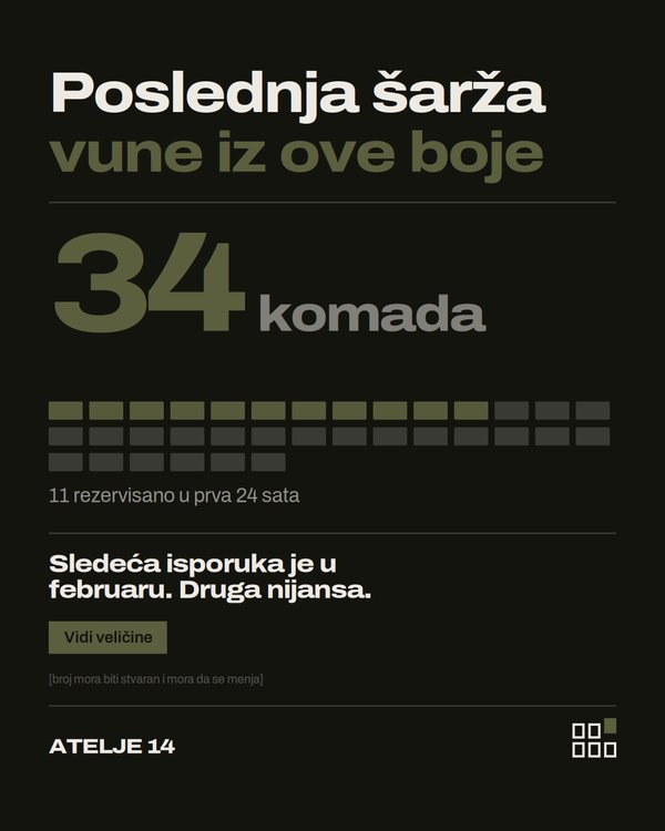 ATELJE 14 — Poslednja šarža vune iz ove boje